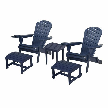 W UNLIMITED 35 x 32 x 28 in. 2 Foldable Chair with Ottoman & 1 End Table, Navy Blue SW2136NVSET5